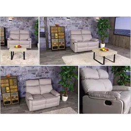 MCW 2er Kinosessel MCW-L93, Relaxsessel Fernsehsessel Sofa, Armlehne Liegefunktion Nosagfederung Stoff/Textil ~ grau-braun