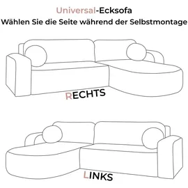 lookway Eckcouch mit Schlaffunktion und Bettkasten Grau