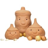 MamboCat Terracotta Tontöpfe Vorratsdosen-Set Kartoffel Zwiebel Knoblauch Töpfe Set mit Deckel I Aufbewahrung Zwiebeln Kartoffeln Knoblauch-Behälter I Kartoffeltopf Zwiebeltopf Knoblauchtopf Set