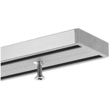 Gardineum 180 cm Vorhangschiene Gardinenschiene, alle Längen von 60 cm bis 400 cm möglich, Aluminium, 2-läufige graue Objektschiene, vorgebohrt