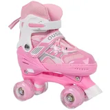 Belfoyer Verstellbare Kinder Rollschuhe 4-Rad, Doppelreihe ohne Licht, Rollschuhe für Mädchen & Jungen, Größen S anpassbar, Anfänger geeignet(Rosa)