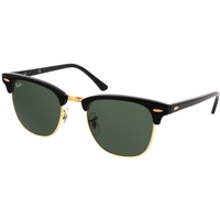Ray Ban Clubmaster RB3016 W0365 49-21 polished black on gold/green