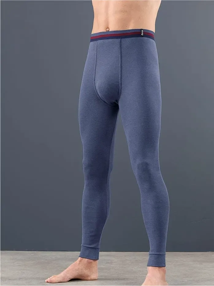 Lange Unterhose KINGS CLUB, Herren, Gr. 5, 2 Stk., blau (rauchblau), 75% Baumwolle, 25% Polyester, Unterhosen Lange Unterhose