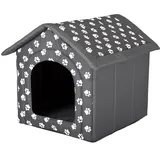 millybo Hundehöhle Hundebett Hundehaus Hundehütte R1-R6 (R5 (70 x 60 cm), grau mit Muster (Pfötchen))