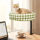 GUUSII HOME Katzenbett Schreibtisch 360° Drehbar & Höhenverstellbar Katzenliege Liegeplatz Katzen Bett Hängematte Tisch Für Homeoffice 43cm Durchmesser Bis 18kg Einfache Montage Waschmaschine(Grün)