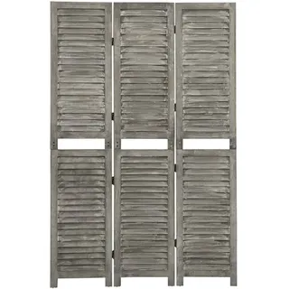Faltbarer Paneel mit 3 Paneelen, Indoor Outdoor Schlafzimmer Büro Terrasse Privatsphäre Raumteiler Klappbar Freistehend Trennwand Sichtschutz Raumtrenner, Grau 106,5x166 cm Massivholz