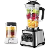 Mixer Smoothie Maker, 6000W Standmixer, 2,5L Hochleistungsmixer, 4 Profi Klingen, 10 Geschwindigkeiten, Küchenmaschine, Mahlwerk, BPA-FREI