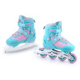 SMJ Sport SMJ Lily Kinder Mädchen Set 2in1 Inliner/Schlittschuhe VERSTELLBAR | ABEC-7 Rollschuhe | Inlineskates umbaubar zu Eislaufschuhe | Türkis/Rosa (M (34-37))