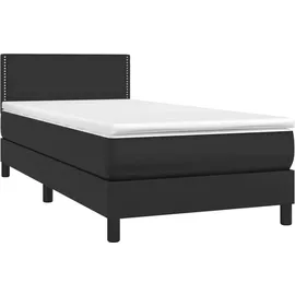 vidaXL Boxspringbett mit Matratze & LED Schwarz 90x200 cm Kunstleder
