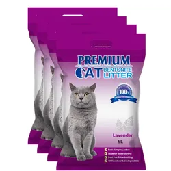 Premium-Katzenklumpstreu aus Bentonit - Lavendel für Katzen 4x5L (Rabatt für Stammkunden 3%)