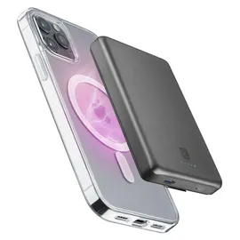 Cellular Line Cellularline Mag Lite 10000 mAh Powerbank USB Typ-C Kabelloses Laden Grau