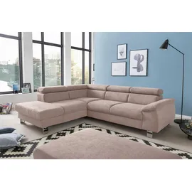 Cotta Ecksofa "Komaris L-Form, B: 249 cm", braun (mud), B:249cm H:72cm T:100cm, Microfaser PRIMABELLE (100% Polyester);Kunstleder SOFTLUX;Feinstruktur (100% Polyester);Kunstleder SOFTLUX/Struktur (100% Polyester);NaturLEDER, Sofas, Ecksofa, mit