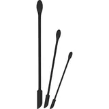SAVITA 3 Stück Kleine Make-Up Spatel, Doppelseitig Multifunktional Mini Silikon Spatel Mini Spachtel Set Lange Löffel für Kosmetik Küchennahrung Dünne Gläser Flaschen Schmale Dosen (Schwarz, 3 Größen)