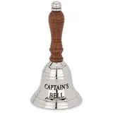 Nklaus 13cm Tischglocke Messing Silber graviert Captain's Bell Handglocke Serviceglocke 14628