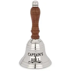 Nklaus 13cm Tischglocke Messing Silber graviert Captain's Bell Handglocke Serviceglocke 14628