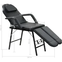 vidaXL Tragbarer Kosmetikstuhl Kunstleder 185x78x76 cm Schwarz