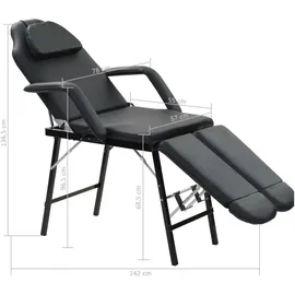vidaXL Tragbarer Kosmetikstuhl Kunstleder 185x78x76 cm Schwarz