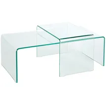 Riess-Ambiente Invicta Interior Hochwertiges 2er Set Glas Couchtisch FANTOME transparent Glastisch Satztische Tische Glas Wohnzimmertisch