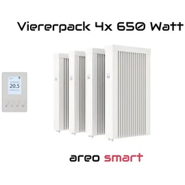Evarmo Flächenspeicherheizung areo smart 4x 650 Watt digitales Thermostat mit LCD-Display