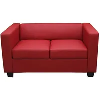 Mendler 2er Sofa Couch Loungesofa Lille ~ Kunstleder, rot