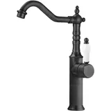 KZQ - Vintage Badezimmer Wasserhahn Antik Messing Badezimmer Wasserhahn 360 ° Drehbar Warmes und Kaltes Wasser,Schwarz