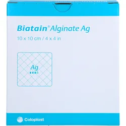 Biatain Alginate Ag Kompressen 10x10 cm mit Silber 10 St