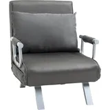 Homcom Schlafsofa 3-in-1 Schlafsessel Gästebett Klappmatratze Chaiselongue 65x69x80cm Kunstleder Grau Aosom.de