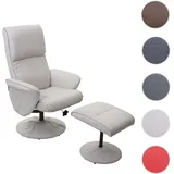 Mendler Relaxsessel Helsinki Stoff/Textil 75 x 114 x 80 cm creme-beige mit Hocker