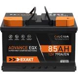 EXAKT Autobatterie 12V 85Ah Starterbatterie PKW KFZ Auto Batterie wartungsfrei statt 74Ah 75Ah 77Ah 80Ah