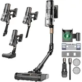 Proscenic 20 Akku-Staubsauger mit Wischfunktion, 70 kPa/680 W, bis zu 70 Min. Saug- und Wischzeit, flexible, klappbare Saugrohr, GreenEye-Erkennung, Anti-Verhedderung, selbststehend, leichter Stielstaubsauger, für Tierhaare und Teppiche, EU-Stecker