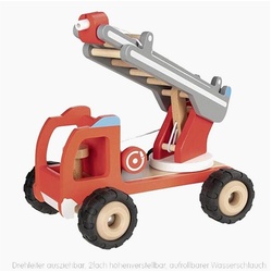 goki Spielzeug-Feuerwehr Feuerwehr Leiterwagen, Drehleiter ist 2-fach höhenverstellbar rot