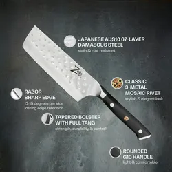 Alpha-Royal Japanese Serie 6` Nakiri Kochmesser Damaszener-Stahl Schwarz