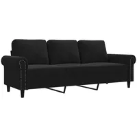 vidaXL 3-Sitzer-Sofa Schwarz 180 cm Samt