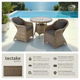 Tectake tectake® Aluminium Rattan Sitzgruppe Zürich 2+1 Natur, Kunststoff, Rechteckig, Gartenmöbel, Gartenmöbel-Sets