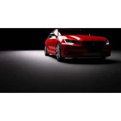 Fototapete PAPERMOON "Rotes Auto im Rampenlicht", bunt, B:5,0m L:2,8m, Vlies, Tapeten