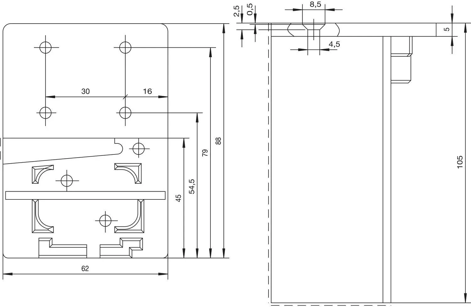 Gluske Schwellenhalter BRS Universal, Kunststoff schwarz