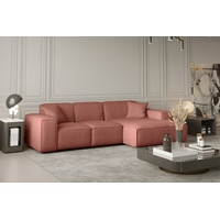 Fun Möbel Ecksofa Designersofa CELES in Stoff Scala Koralle Ottomane Rechts - Rot