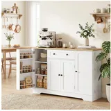 HOMCOM Sideboard Küchenschrank mit Schublade, Verstellbaren Regalen, Türregalen (Aufbewahrungsschrank, 1 St., Buffetschrank), für Küche, Esszimmer, Wohnzimmer, 138 x 40 x 85 cm, Weiß weiß