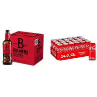 Bulmers Red Berries Cider (12 x 0.5 l) & Coca-Cola Classic, Pure Erfrischung mit unverwechselbarem Coke Geschmack in stylischem Kultdesign, EINWEG Dose (24 x 330 ml)