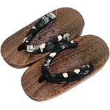 G-LIKE Japanische Holzschuhe Clogs Sandalen - Traditionelle Geta Pantoffeln Herren Sommerschuhe Gummi Sohle Rutschfest Hausschuhe (Schwarz, adult, numeric_47, numeric, eu_footwear_size_system, medium) - 47 EU