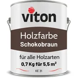Viton Holzfarbe - 0,7 Kg Braun Holzlack Seidenmatt - Wetterschutzfarbe für Außen - 3in1 Grundierung & Deckfarbe - Profi-Holzschutzlack - KE31 - RAL 8017 Schokoladenbraun