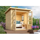 Gartenhaus Holz 19mm Gerätehaus Alster A mit Dacheindeckung naturbelassen Karibu