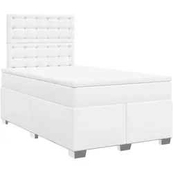 vidaXL Boxspringbett mit Matratze Weiß 120x200 cm Kunstleder