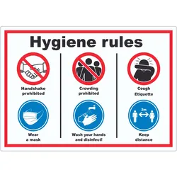 HB-Druck Hygiene rules Symbol und Text Aufkleber A4 (210x297mm)