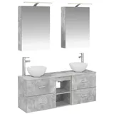 vidaXL Gartenlounge-Set Badezimmerschrank-Set 5 pcs Betongrau 50 x 14,5 x 70 cm, (5-tlg) grau