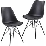 FineBuy Esszimmerstuhl Jonathan Kunstleder schwarz 2er Set