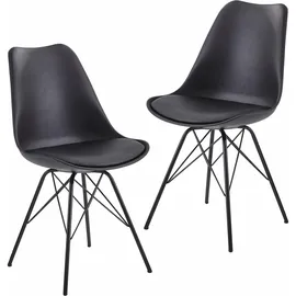 FineBuy Esszimmerstuhl Jonathan Kunstleder schwarz 2er Set