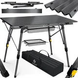 Kesser KESSER® Campingtisch faltbar Klapptisch Camping Tisch mit Aluminiumrahmen Aufrollbare Tischplatte Falttisch klappbar mit Höhenverstellung inkl. Tragetasche mit Trageband 90 x 53cm - bis 30 kg