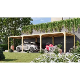 Karibu Pavillon Cubus mit Flachdach inkl. 2 Verlängerungspaketen