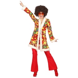 Karneval-Klamotten Hippie-Kostüm Damenkostüm Flower Power 60er Jahre rot bunt, Komplettkostüm Hippie Mantel Schlaghose Fasching Karneval Motto Party bunt|rot 40